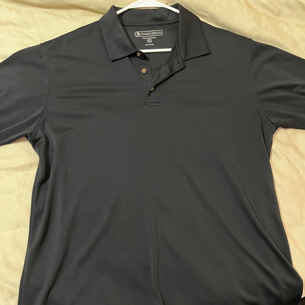 Pebble Beach Golf Performance Black Mens Polo Shirt Size XL Short Sleeve